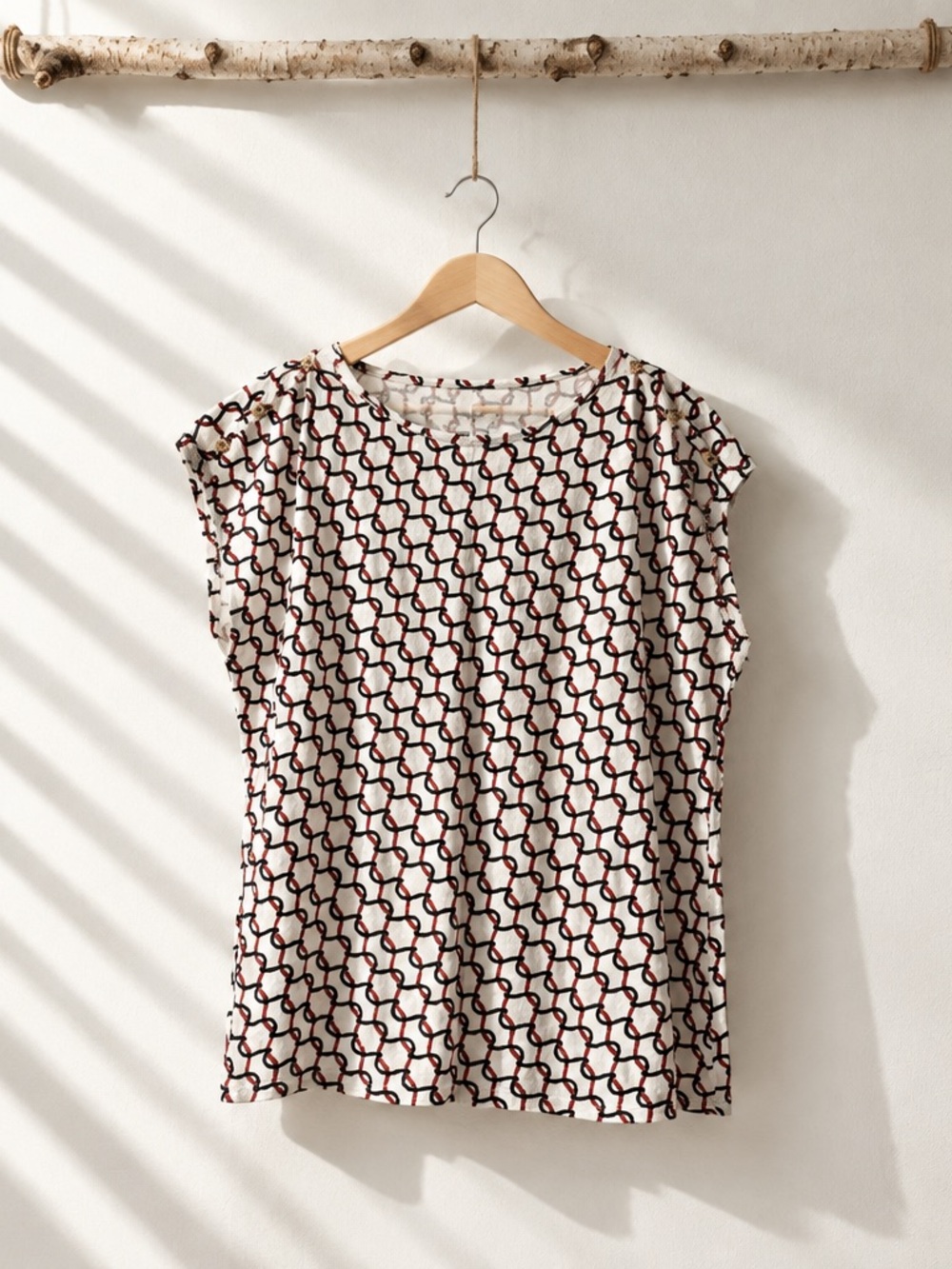 Talbots Sailor Rope Print Scoop Neck Blouse